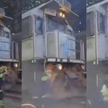Vídeo: ciclista é atropelada por trem ao tentar tirar selfie em MG - Reprodução / Redes Sociais