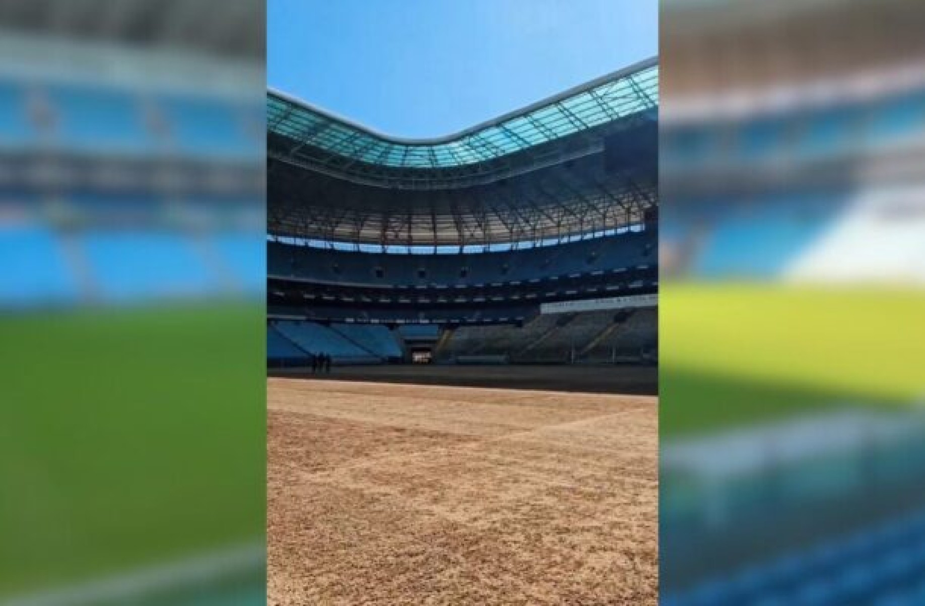 Arena do Grêmio mostra gramado e faz limpeza de vestiários