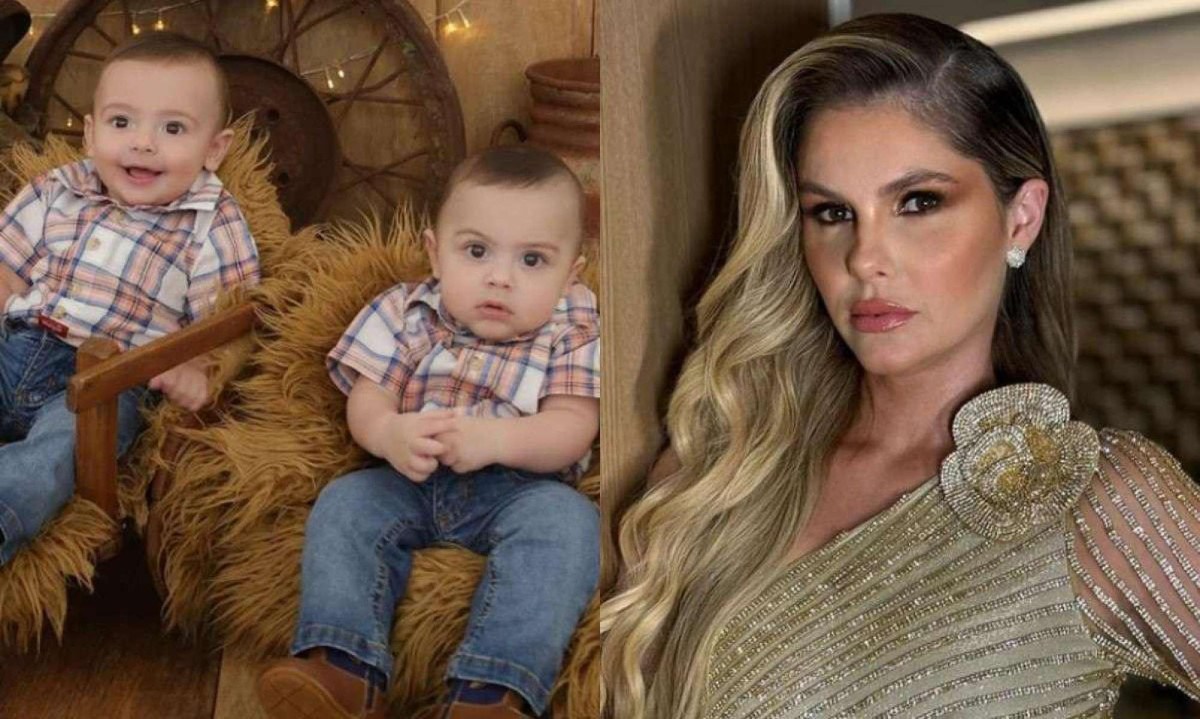 Os gêmeos Antônio e Álvaro são filhos de Bárbara Evans com o empresário Gustavo Theodoro -  (crédito: Reprodução/Instagram)