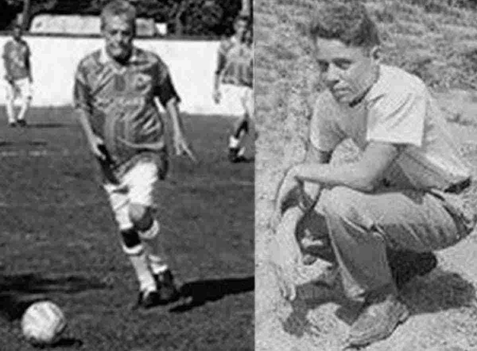 Colégio de Cataguases, 1959. Agachado à moda dos jogadores de futebol, o jovem Chico Buarque (D) parece antever seu futuro como craque do Politheama (E)