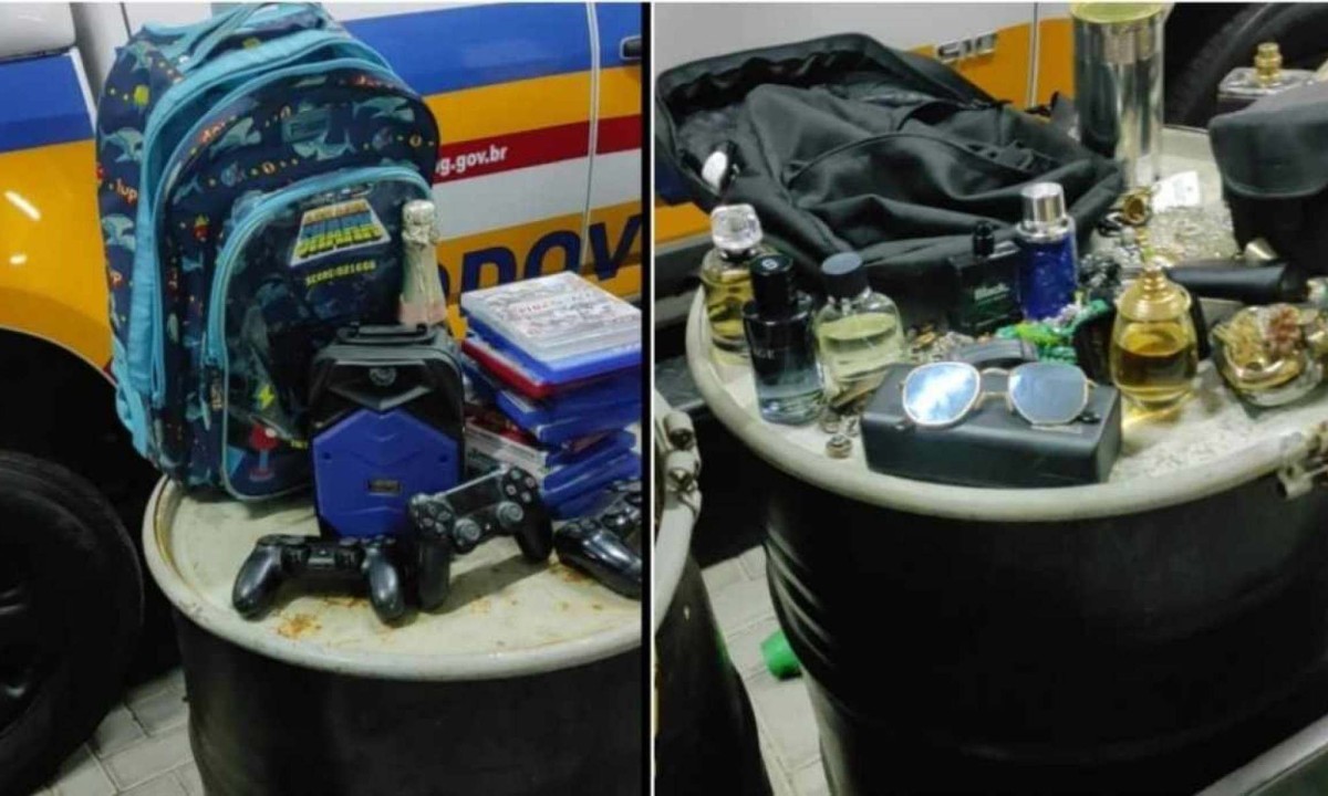 Material recuperado pela polícia com trio suspeito de furto em Diamantina e Contagem -  (crédito: PMRv/Reprodução)