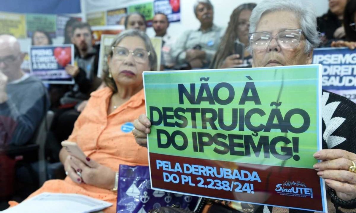 Servidores protestam contra PL do Ipsemg na ALMG -  (crédito: Guilherme Bergamini/ ALMG)