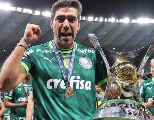  O t..cnico Abel Ferreira, da SE Palmeiras, comemora a conquista do Campeonato Brasileiro, S..rie A -  Cesar Greco/Palmeiras
     -  (crédito:  CESAR GRECO)