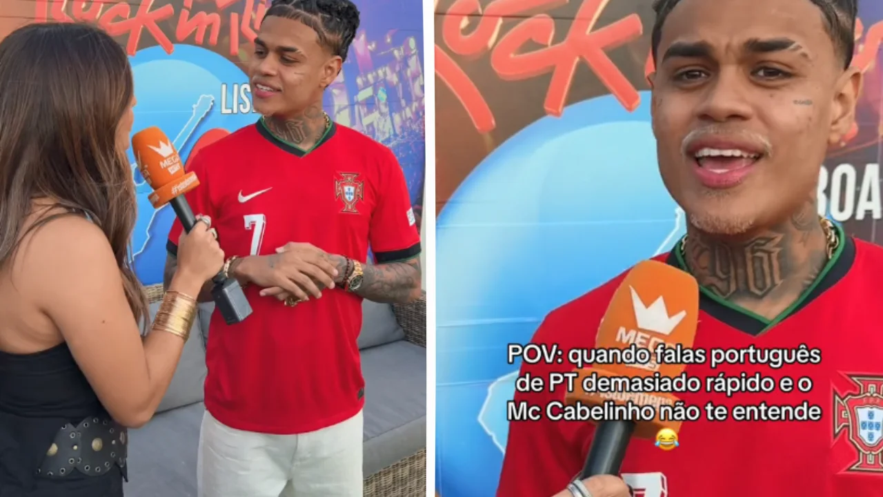 MC Cabelinho fica confuso em entrevista a jornalista portuguesa - Reprodução/Redes sociais