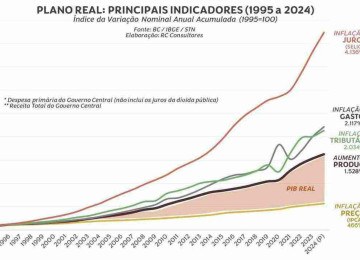 Evolução dos principais indicadores econômicos nos 30 anos do Plano Real -  (crédito: Reprodução)