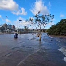 Orla de Porto Alegre é alagada com avanço do Guaíba  - Reprodução/@fernao_berthold