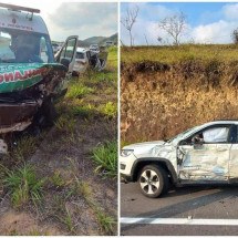 MG: ambulância com grávida bate em carro e deixa seis feridos em rodovia - Polícia Militar Rodoviária/Reprodução