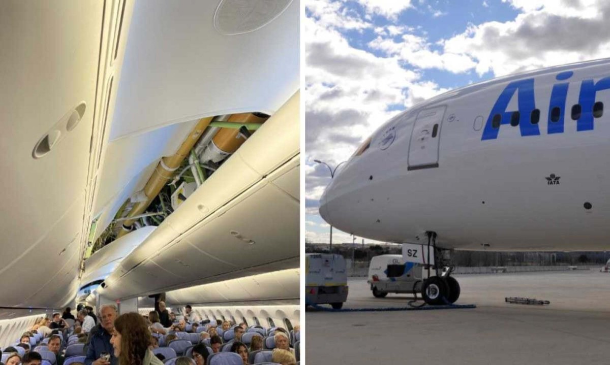 O avião da Air Europa estava a caminho do Uruguai quando teve que fazer um pouso de emergência no Aeroporto de Natal -  (crédito: crédito: Reprodução / X)