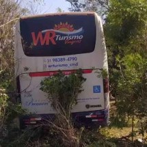 Ônibus de turismo perde freio e invade terreno na Serra do Cipó - Reprodução