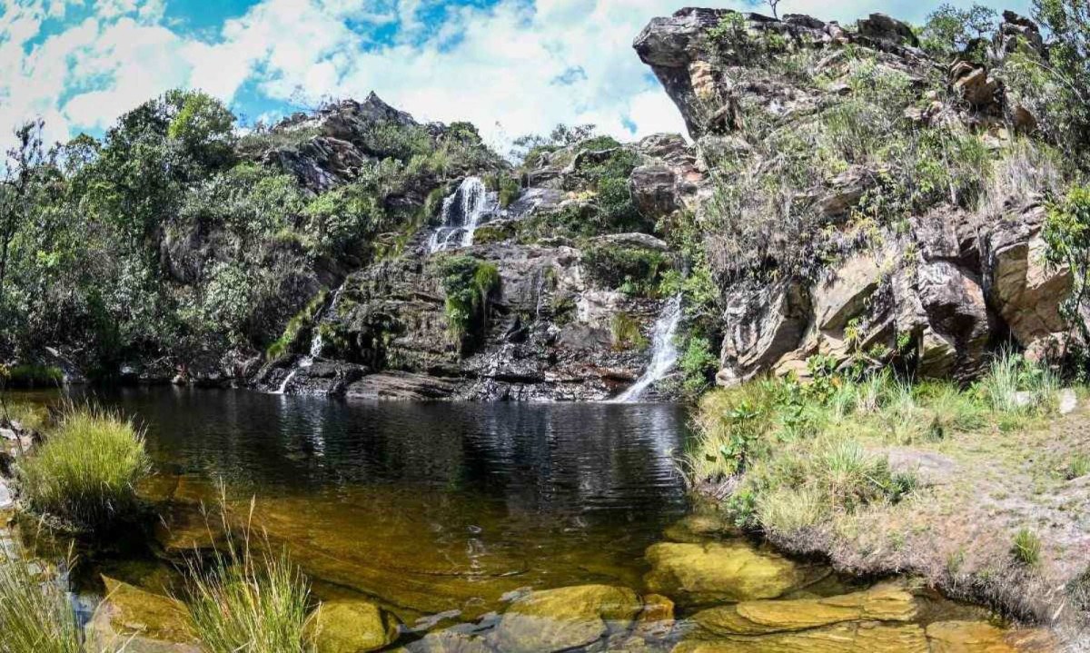 Cachoeira Congonhas, localizada dentro do Parque Nacional da Serra do Cipó -  (crédito: Leandro Couri/EM/DA Press)