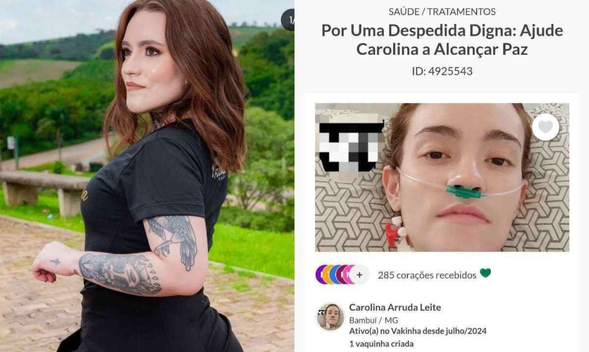 Carolina Arruda Leite já alcançou mais de 20% do valor da vaquinha online para realizar eutanásia na Suíça -  (crédito: Reprodução/Redes sociais)