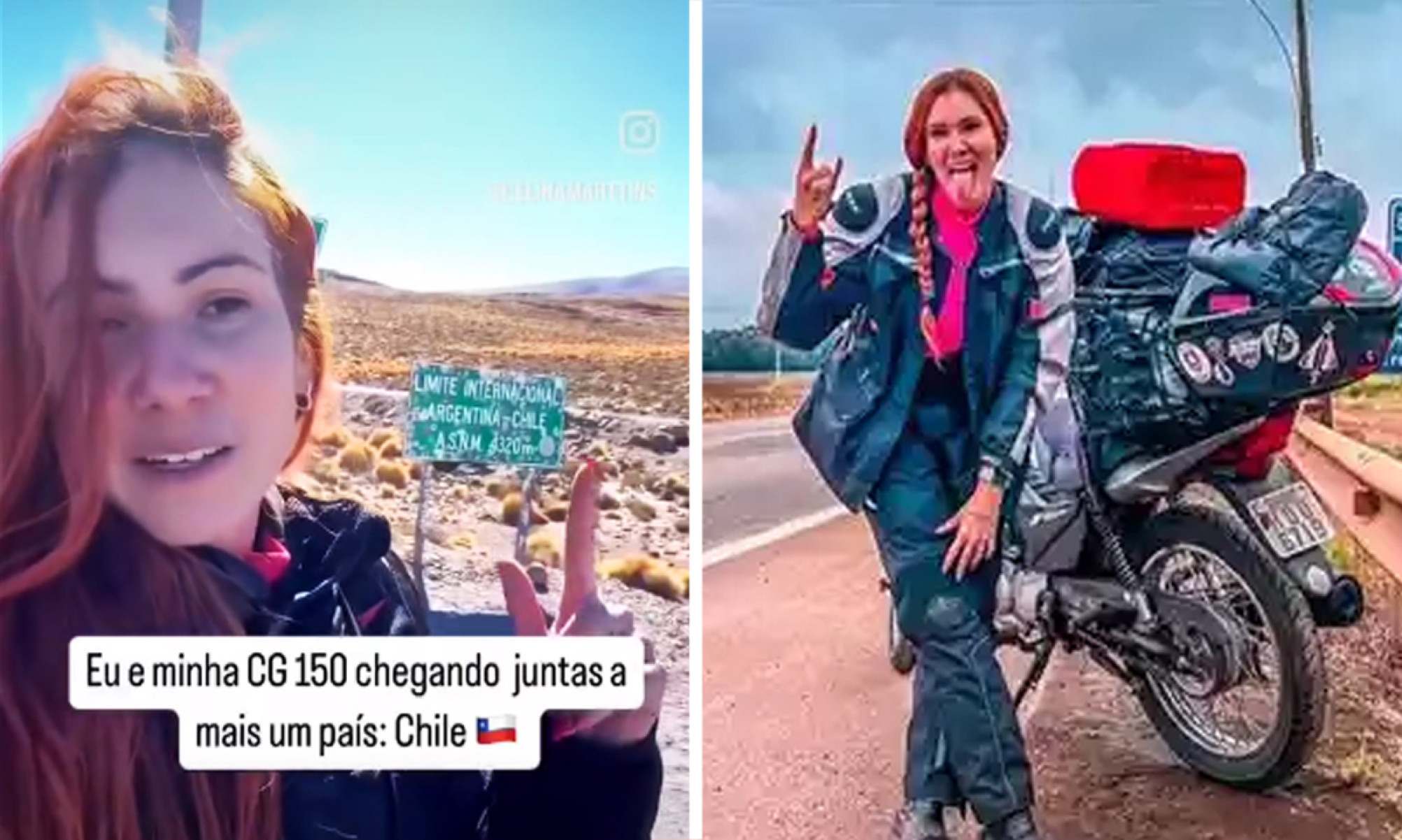 Em expedição pela América do Sul, mineira chega ao Chile de moto