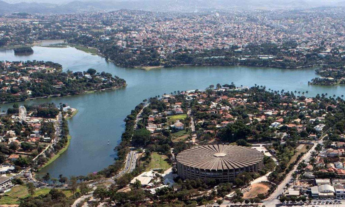 Imagem aérea da Lagoa da Pampulha, em BH (MG) -  (crédito: Rodrigo Lima/Monitoramento-Ministério do Esporte)