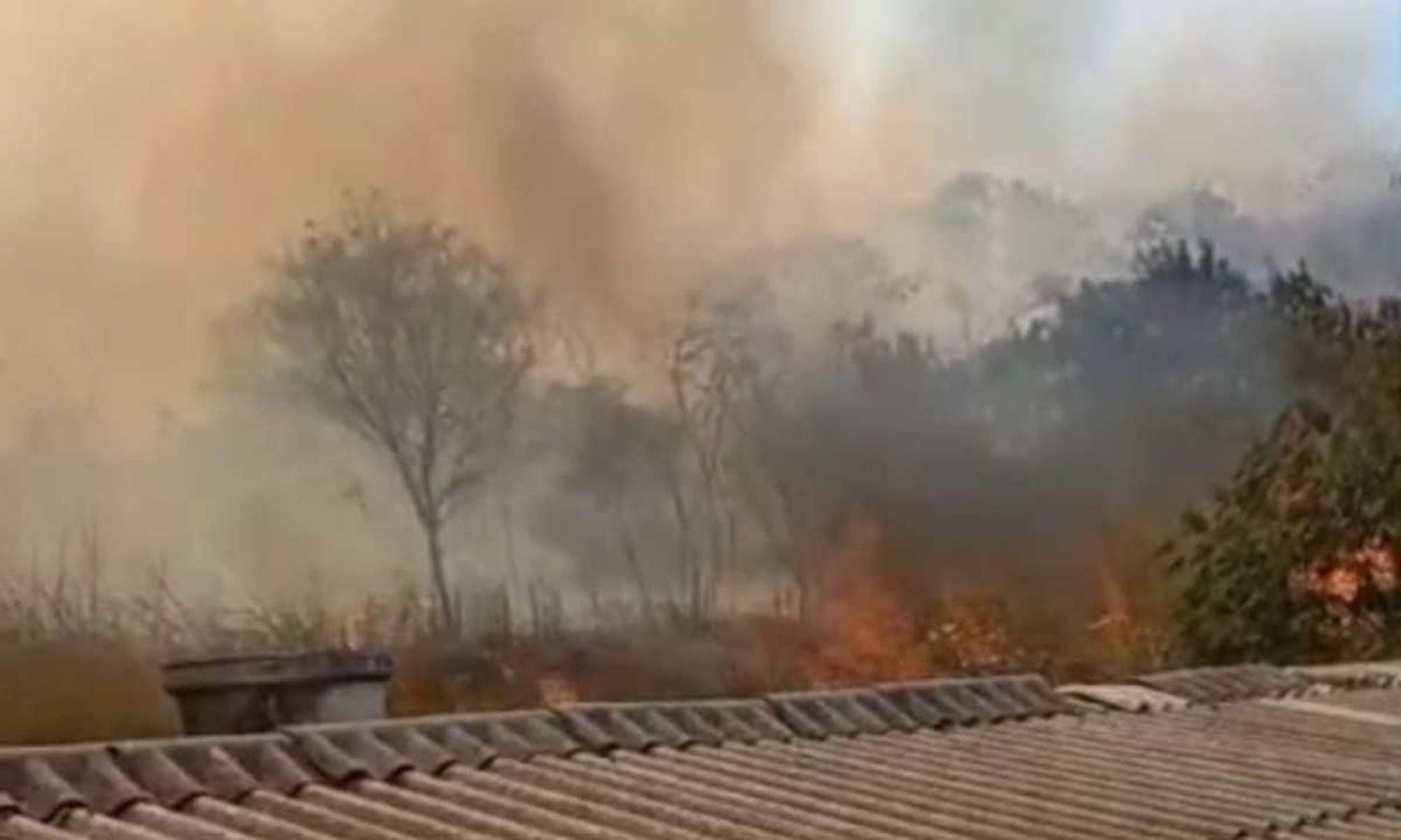 Incêndio atinge vegetação ao lado da pista do Aeroporto Internacional de BH