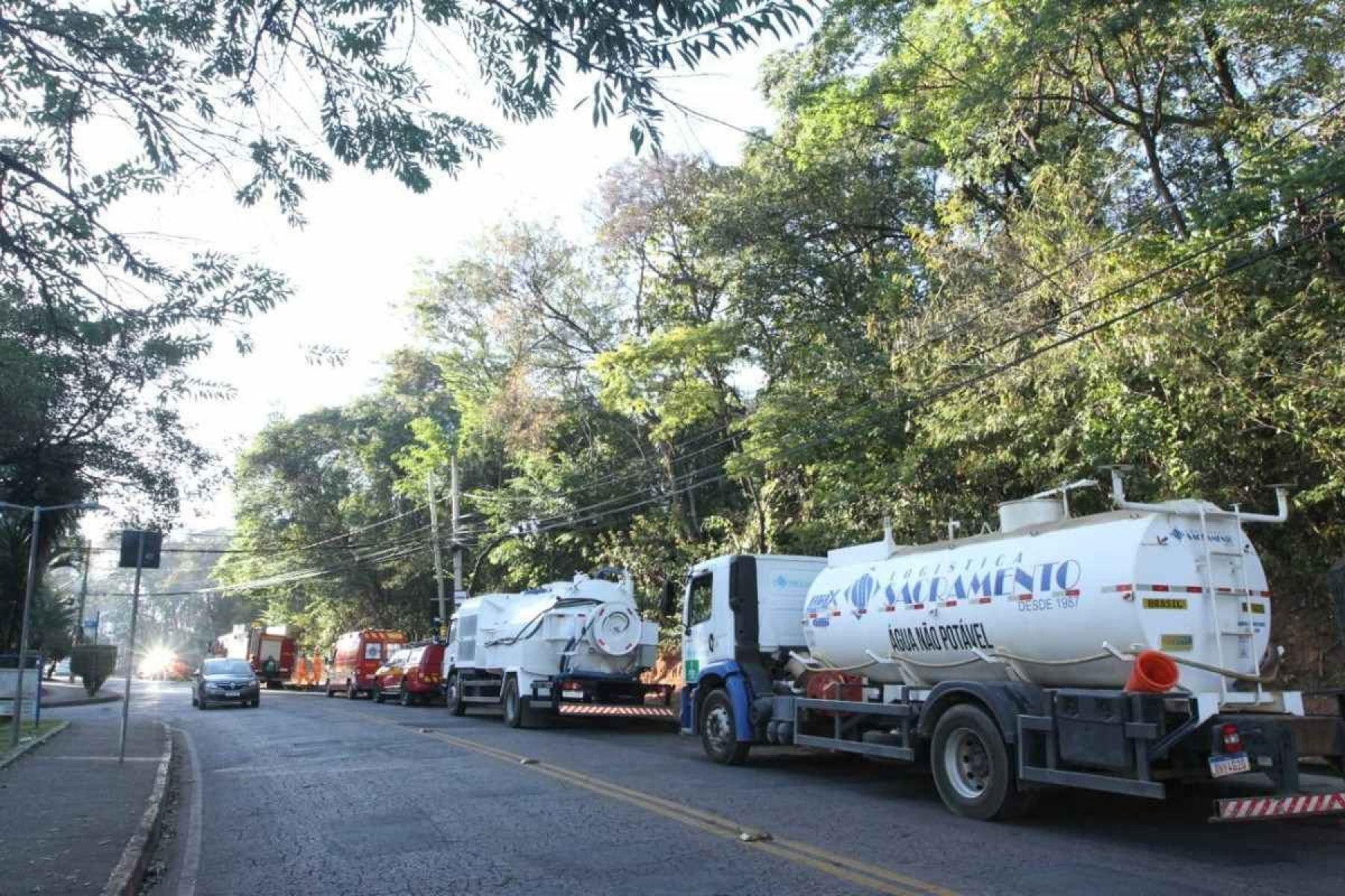 Equipes do Corpo de Bombeiros seguem no Parque Ursulina de Mello na manhã desta sexta-feira (12)