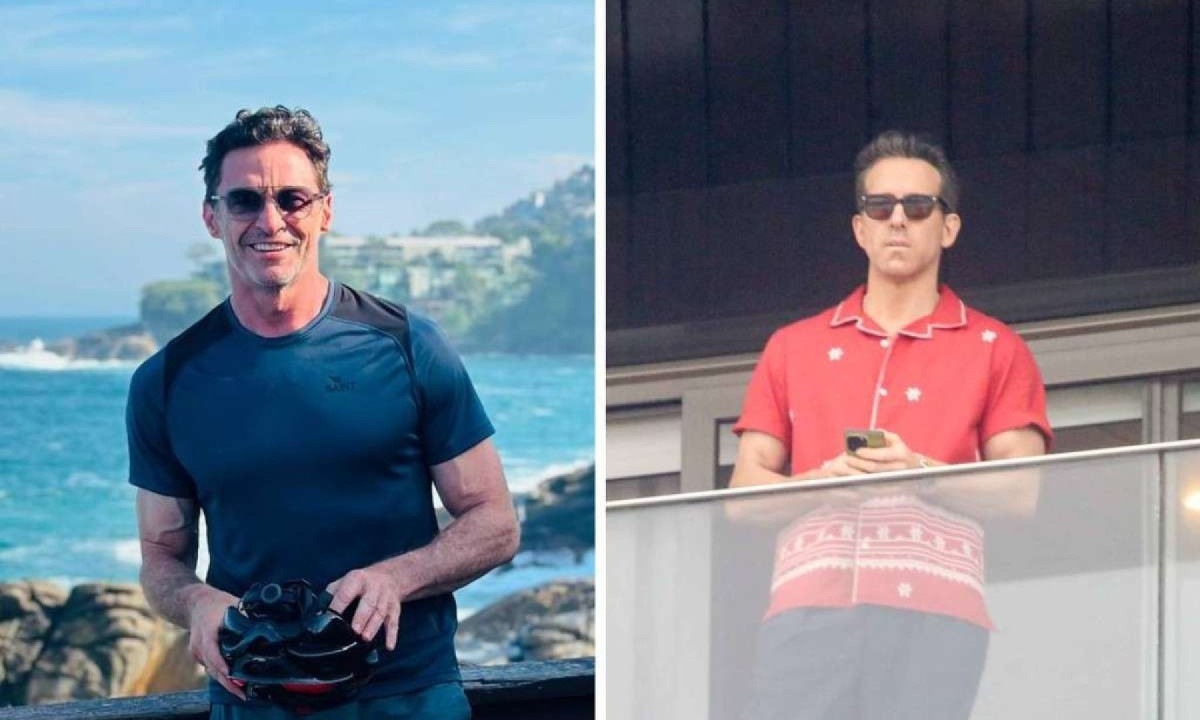 Hugh Jackman e Ryan Reynolds no Rio de Janeiro -  (crédito: Instagram/AgNews)