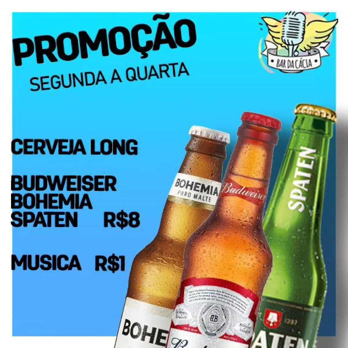 O Bar da Cácia atrai os clientes com as promoções de long neck de segunda a quarta