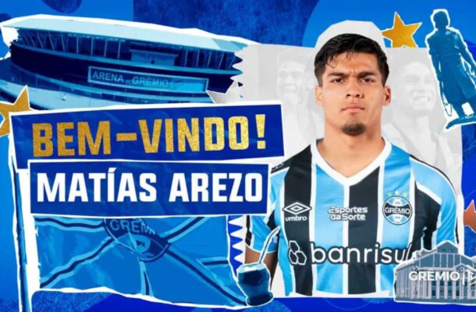 Grêmio anuncia contratação do atacante Matías Arezo