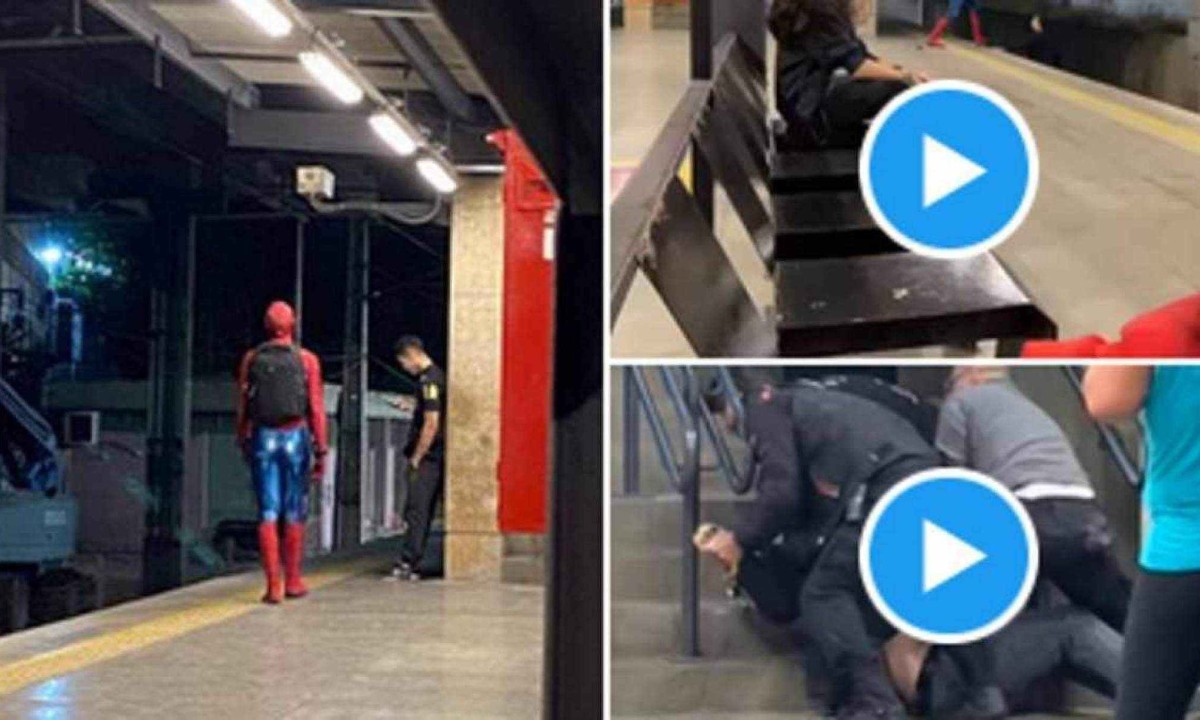 Homem-Aranha caminha tranquilamente pela estação sem esperar o que estava prestes a acontecer -  (crédito: Reprodução/X)