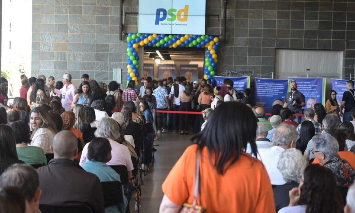 Militantes do PSD prestigiam evento que formaliza candidatura do prefeito Fuad Noman &agrave; reelei&ccedil;&atilde;o -  (crédito: Leandro Couri/EM/D.A Press)