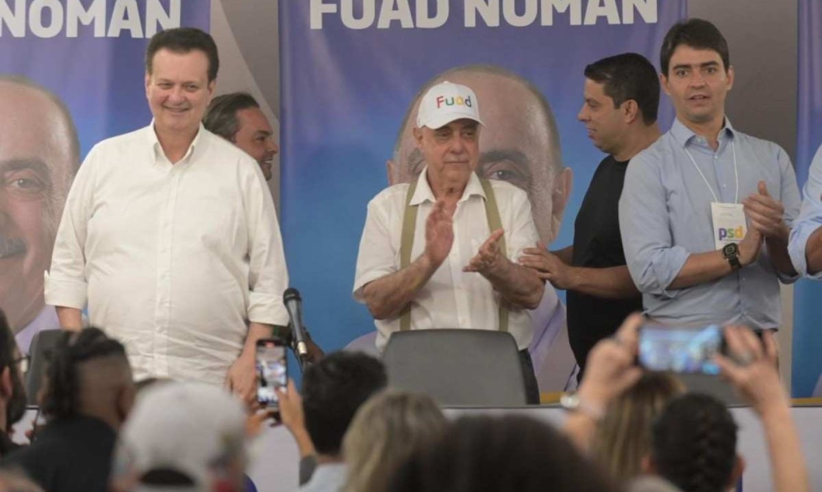 Convenção do PSD em Belo Horizonte oficializou a candidatura do prefeito Fuad Noman à reeleição; evento contou com a participação do presidente nacional Gilberto Kassab e do estadual, deputado Cássio Soares -  (crédito: Leandro Couri/EM/D.A Press)