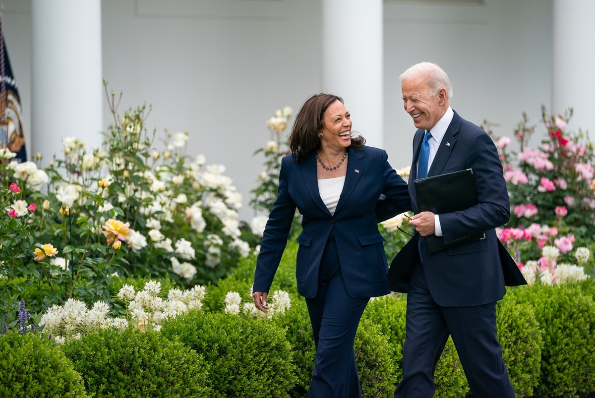 Presidente dos Estados Unidos, Joe Biden, e sua vice, Kamala Harris -  (crédito: Redes sociais/reprodução)