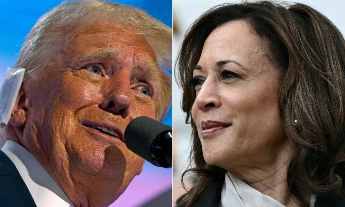 Donald Trump e Kamala Harris deverão se enfrentar nas eleições americanas -  (crédito: Brendan SMIALOWSKI, Nick Oxford / AFP)