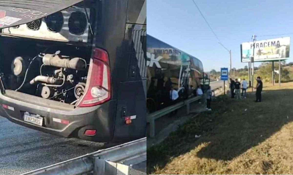Depois de dois ônibus estragarem no mesmo dia, o homem teve que terminar viagem como carona no bagageiro de um ônibus fretado -  (crédito: Foto: Arquivo pessoal)