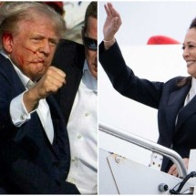 Kamala aparece dois pontos à frente de Trump na primeira pesquisa eleitoral - Erin Schaff/Pool/AFP e Rebecca Droke/AFP