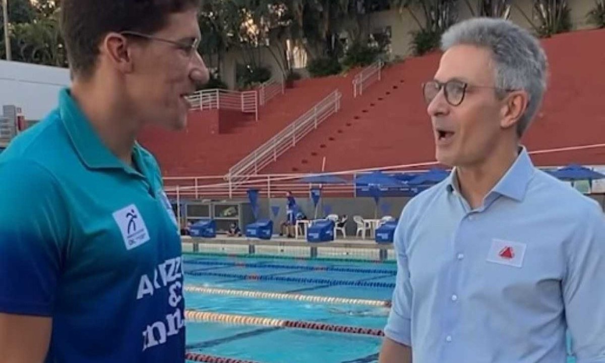 Governador Romeu Zema se compromete a treinar natação na água fria a cada medalha que o Brasil conquistar nos Jogos Olímpicos -  (crédito: Reprodução/Redes Sociais)