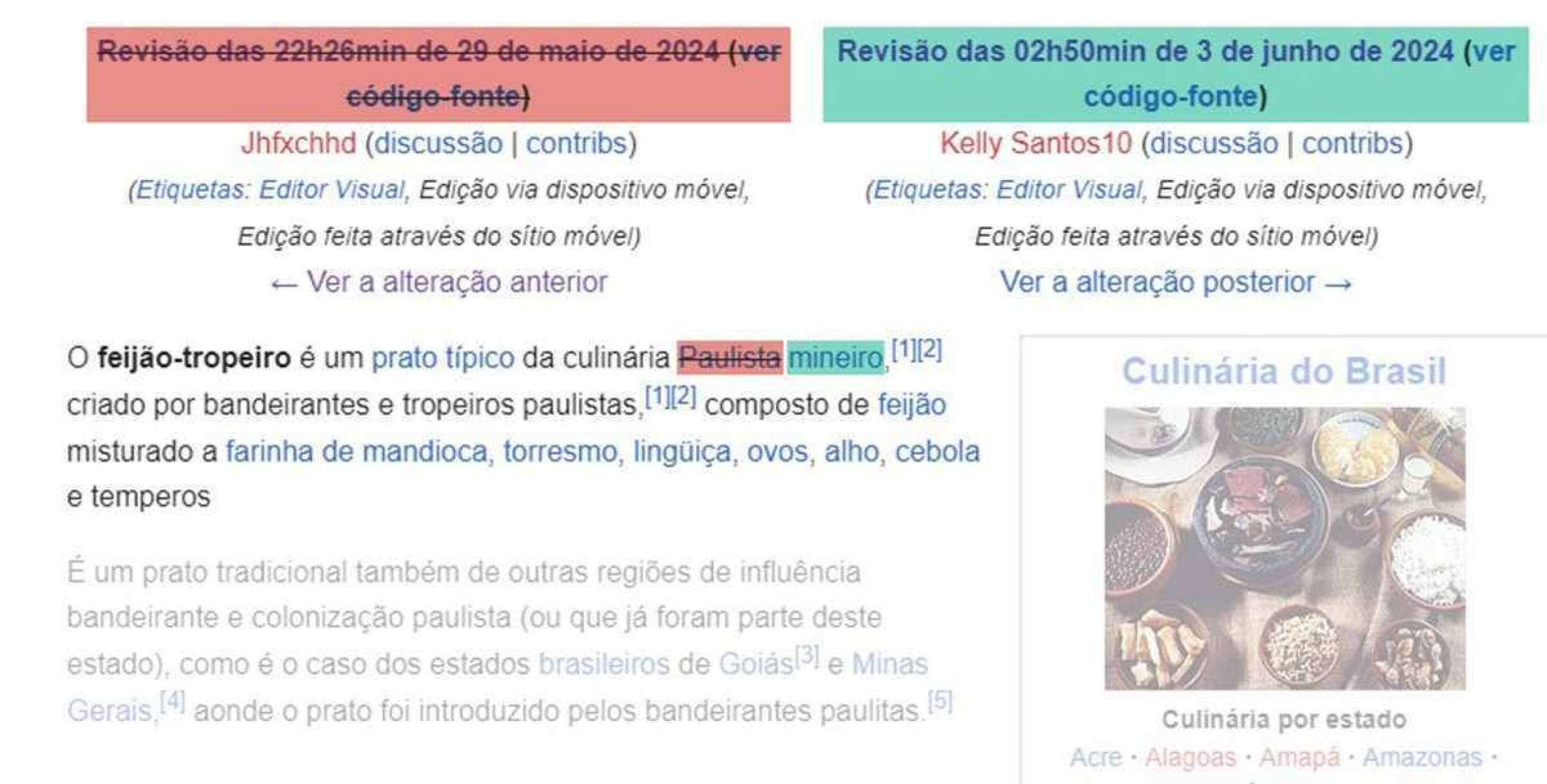 Em 3 de junho, o prato deixou de ser paulista para virar mineiro na Wikipedia: mais um capítulo da disputa entre usuários 