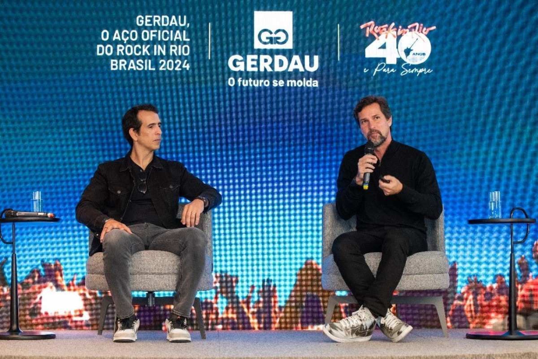 Gustavo Werneck, CEO da Gerdau, e Luis Justo, CEO da Rock World, durante entrevista em São Paulo