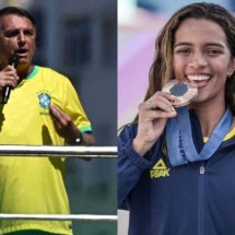 Rayssa Leal não dedicou sua medalha nos Jogos de Paris 2024 a Bolsonaro - Reprodução/AFP e Leandro Couri/EM/D.A Press