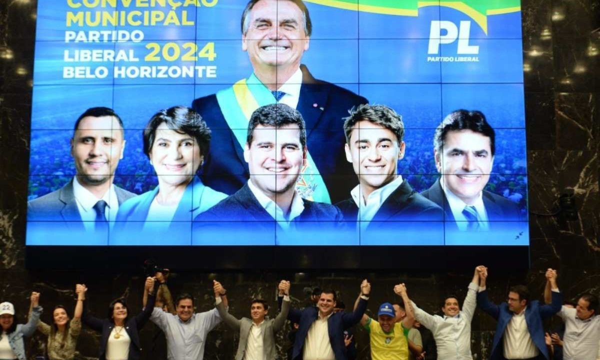 Convenção foi prestigiada por nomes como o deputado federal Nikolas Ferreira (PL-MG) e o senador Cleitinho Azevedo (Republicanos-MG) -  (crédito: Túlio Santos/EM/D.A Press)