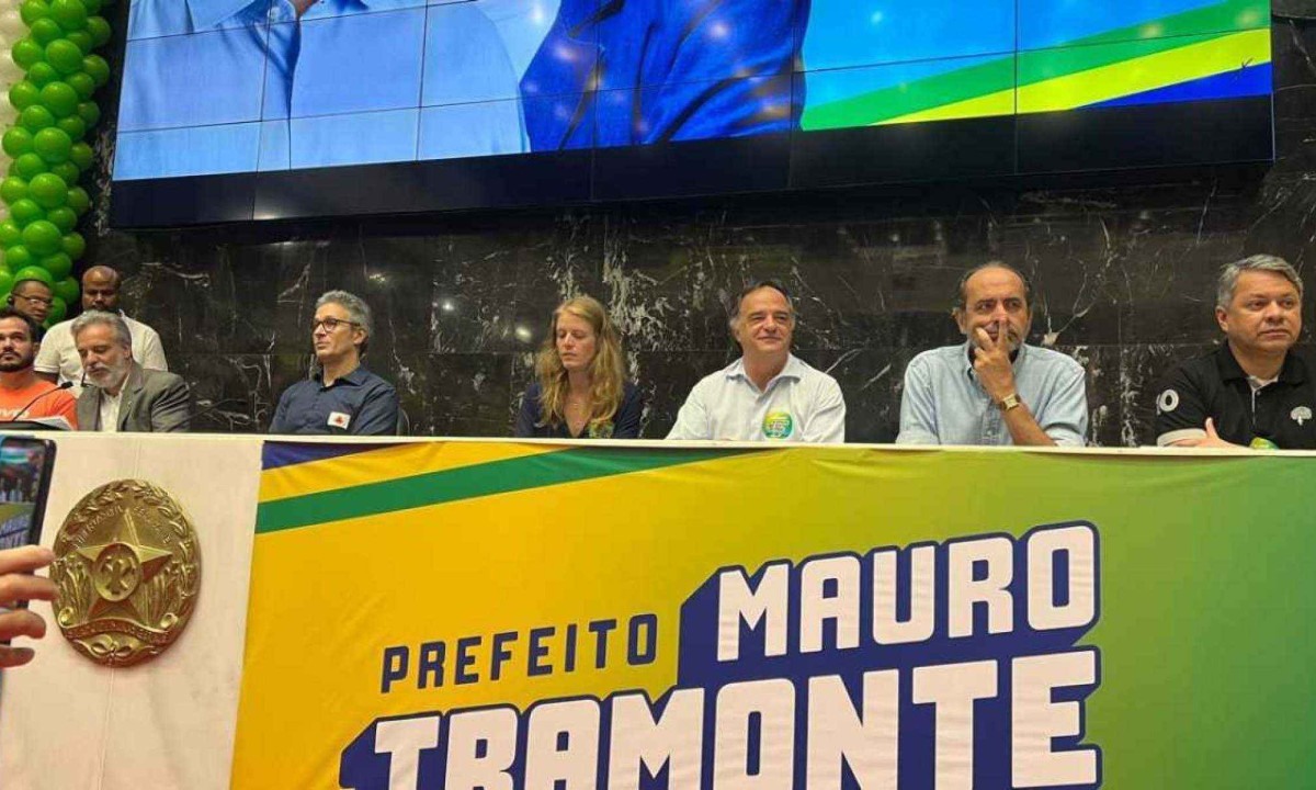 Mauro Tramonte oficializou candidatura à Prefeitura de BH ao lado de Zema e Kalil -  (crédito: Edesio Ferreira/EM/D.A Press)