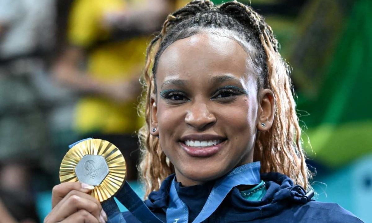 Rebeca Andrade conquista medalha de ouro no solo da ginástica artística na Olimpíada de Paris -  (crédito: Leandro Couri/EM/DA Press)