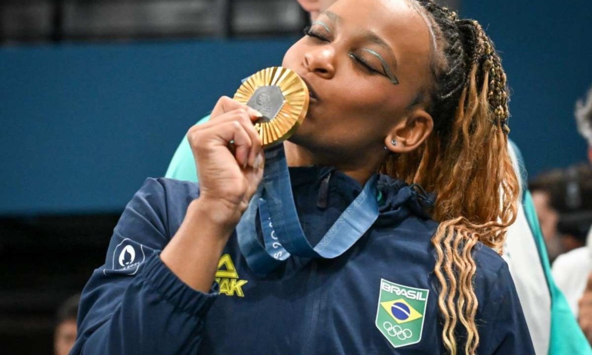 Rebeca Andrade conquista medalha de ouro no solo da ginástica artística na Olimpíada de Paris -  (crédito: Leandro Couri/EM/DA Press)