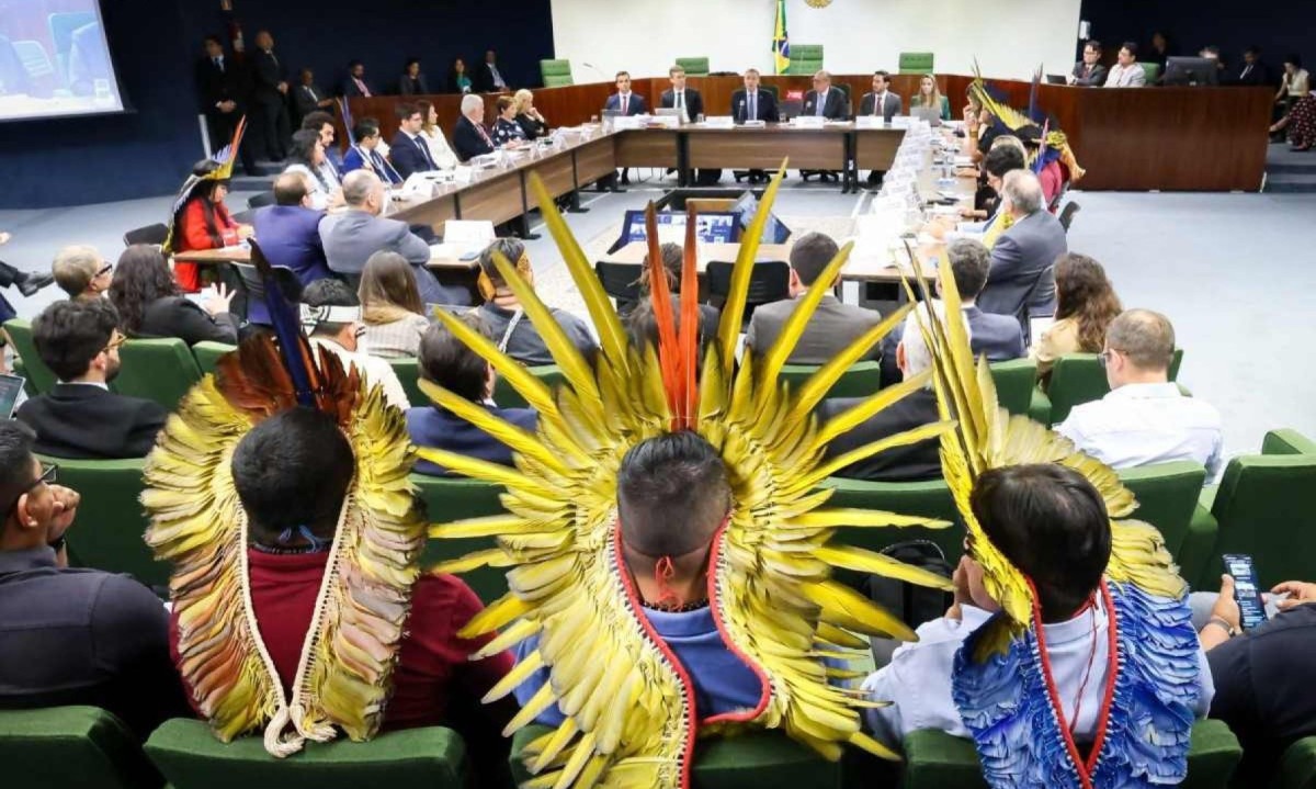 Suprema Corte faz audiência para debater questões sobre o marco temporal -  (crédito: Gustavo Moreno/STF)