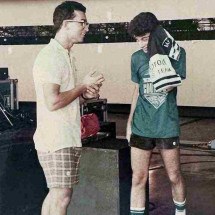 Herbert Vianna e João Barone no backstage do Rock in Rio de 1985