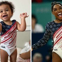 Sobrinha de Simone Biles usa collants iguais aos da tia e encanta a web - instagram / AFP