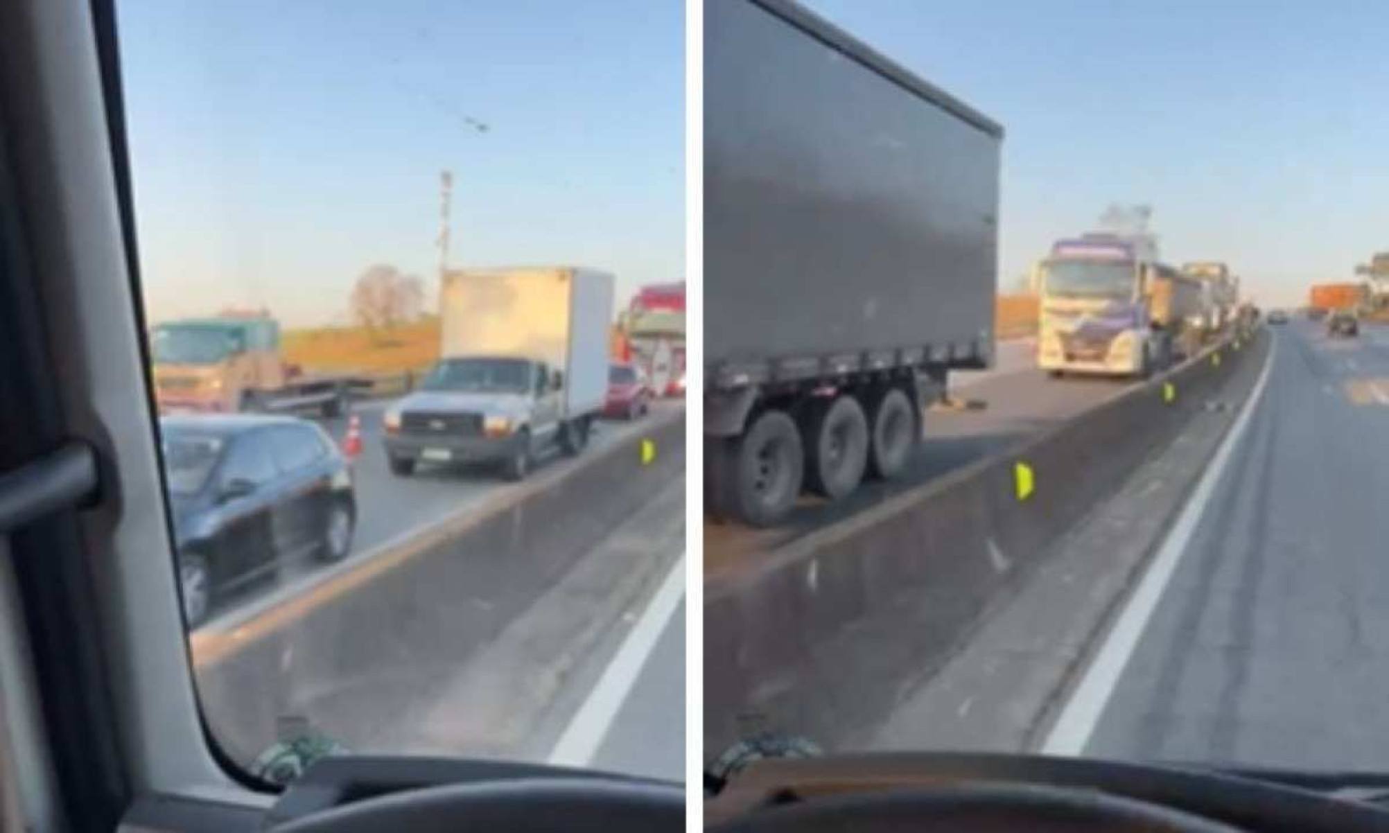Acidente entre caminhões interdita a BR-381