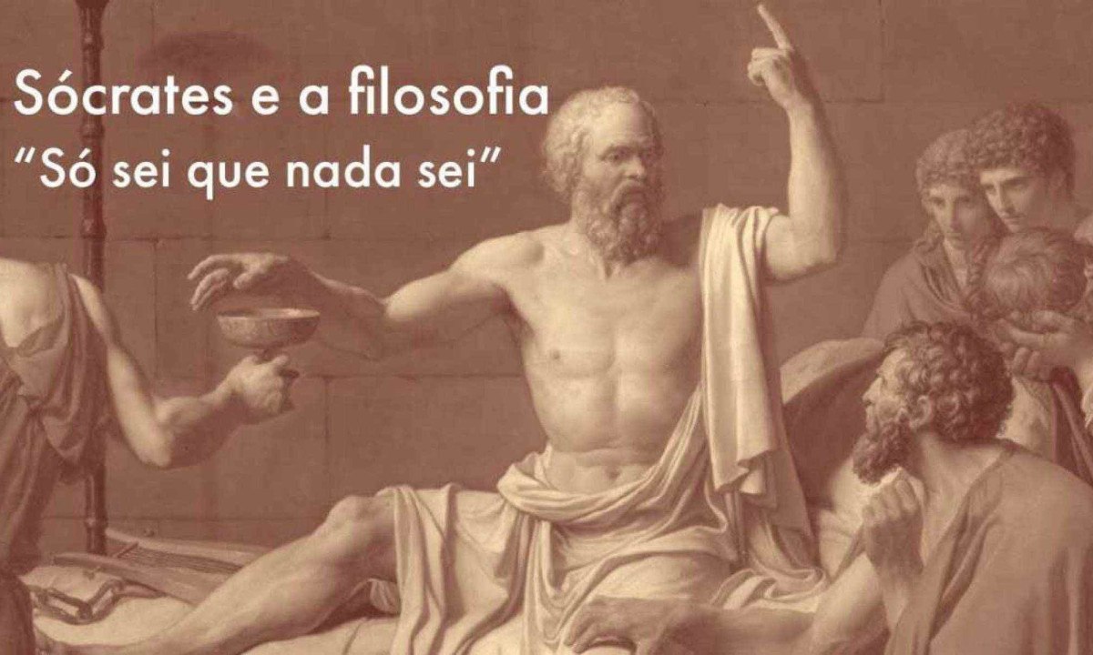 Sócrates e a frase famosa atribuída ao filósofo grego que viveu entre 470 a.C.-399 a.C -  (crédito: Reprodução/Conexão filosófica)