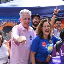 Rogério e Bella inauguram tenda de campanha na Praça Sete, em BH - Gladyston Rodrigues/EM/D.A Press