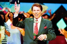 No palco com Silvio Santos: 