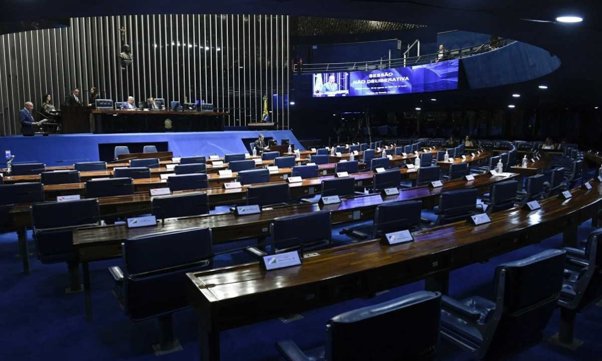 Plenário do Senado: votações relevantes mesmo em regime semipresencial    -  (crédito: Jefferson Rudy/Agência Senado)