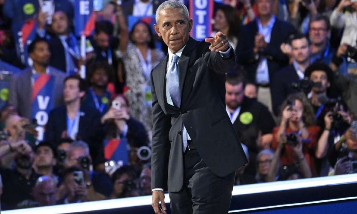 Barack Obama na convenção do Partido Democrata nos EUA  -  (crédito: SAUL LOEB / AFP)