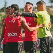 Jogadores do Braga durante treinamento da equipe -  (crédito: Foto: Divulgação / SC Braga)