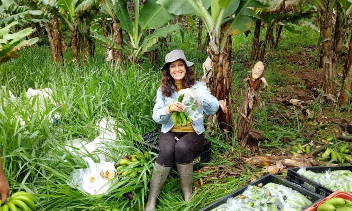 Bernadete Ribeiro instalou cinco alto-falantes em sua plantação de bananas