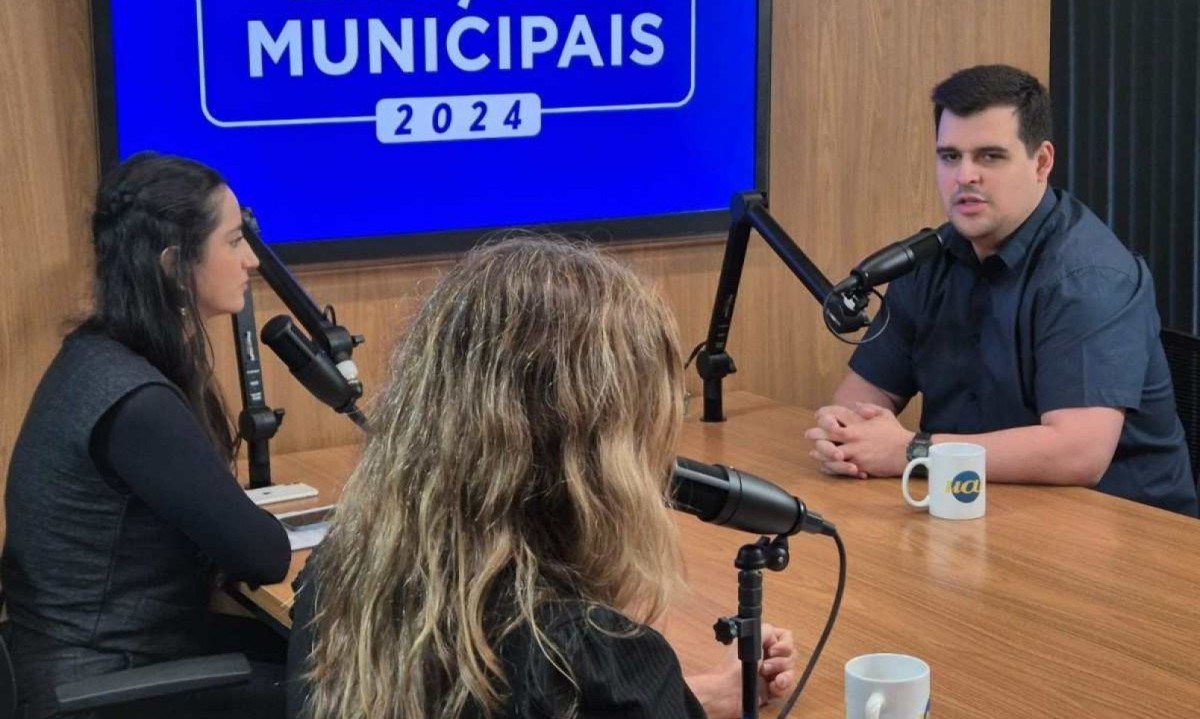 Candidato à Prefeitura de BH, Bruno Engler (PL), participou de sabatina no EM -  (crédito: JAIR AMARAL/EM/DAPRESS)