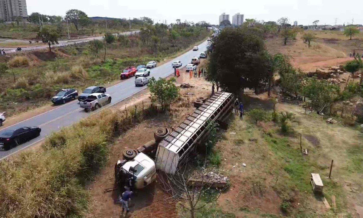 Motociclista tenta acessar rodovia e morre atropelado por caminhão com gado -  (crédito: Rede de Noticias)